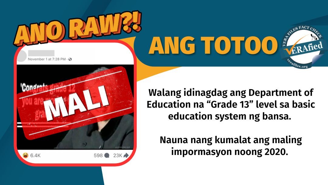 VERA FILES FACT CHECK: HINDI totoong nagdagdag ng Grade 13 ang DepEd