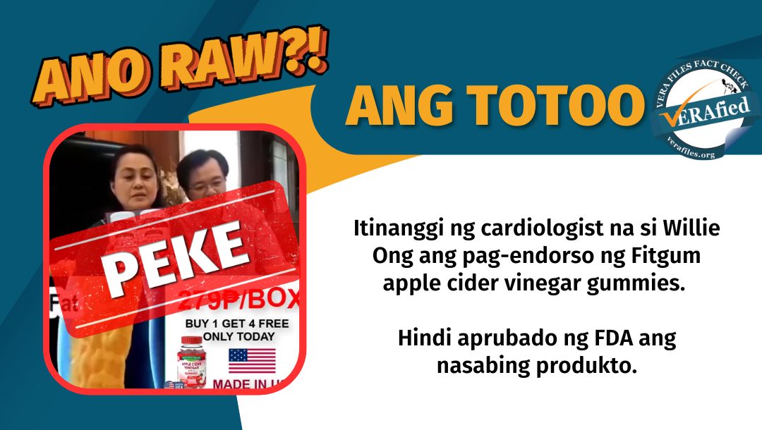 VERA FILES FACT CHECK: HINDI nag-eendorso ng apple cider gummies si Doc Willie Ong