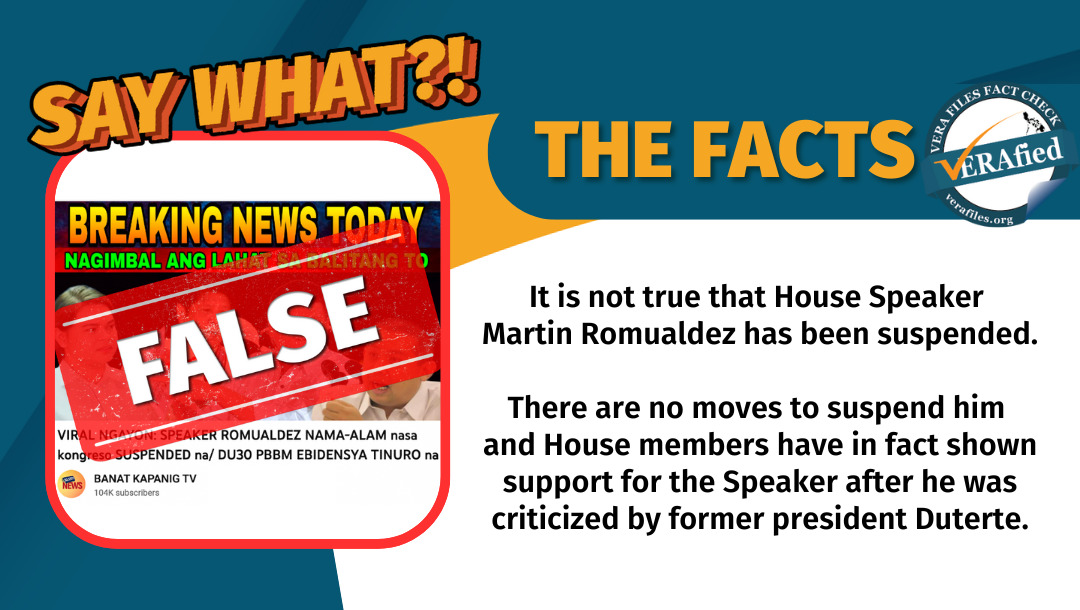 VERA FILES FACT CHECK: Romualdez NOT suspended from House of Representatives