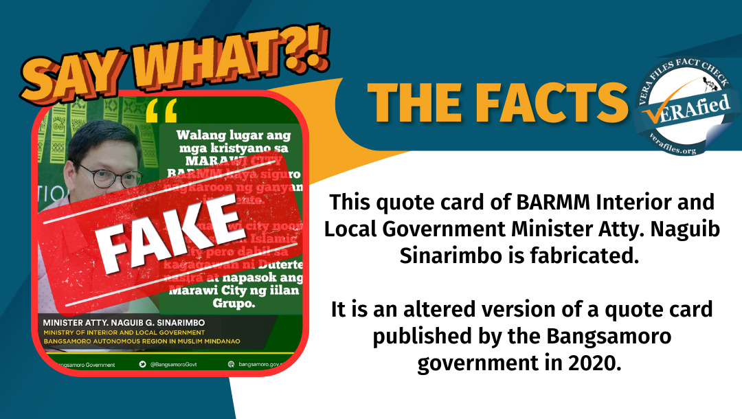 VERA FILES FACT CHECK: BARMM official DID NOT say ‘Christians are unwelcome in Marawi’