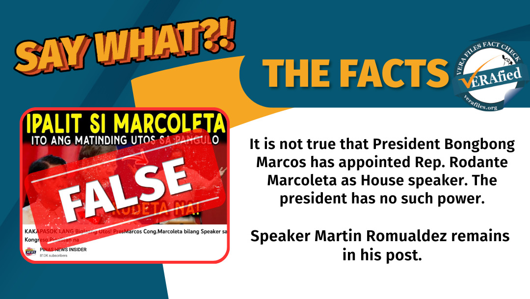 VERA FILES FACT CHECK: Marcoleta did NOT replace Romualdez as Speaker