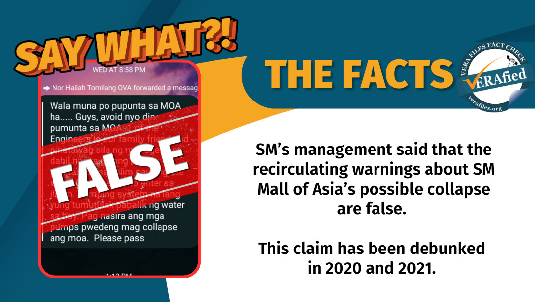 VERA FILES FACT CHECK: Netizens revive FALSE warning of SM MOA collapse 