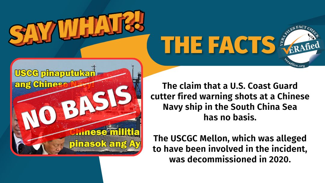 VERA FILES FACT CHECK: Claim that U.S. Coast Guard fired warning shot at Chinese vessel in South China Sea has NO BASIS