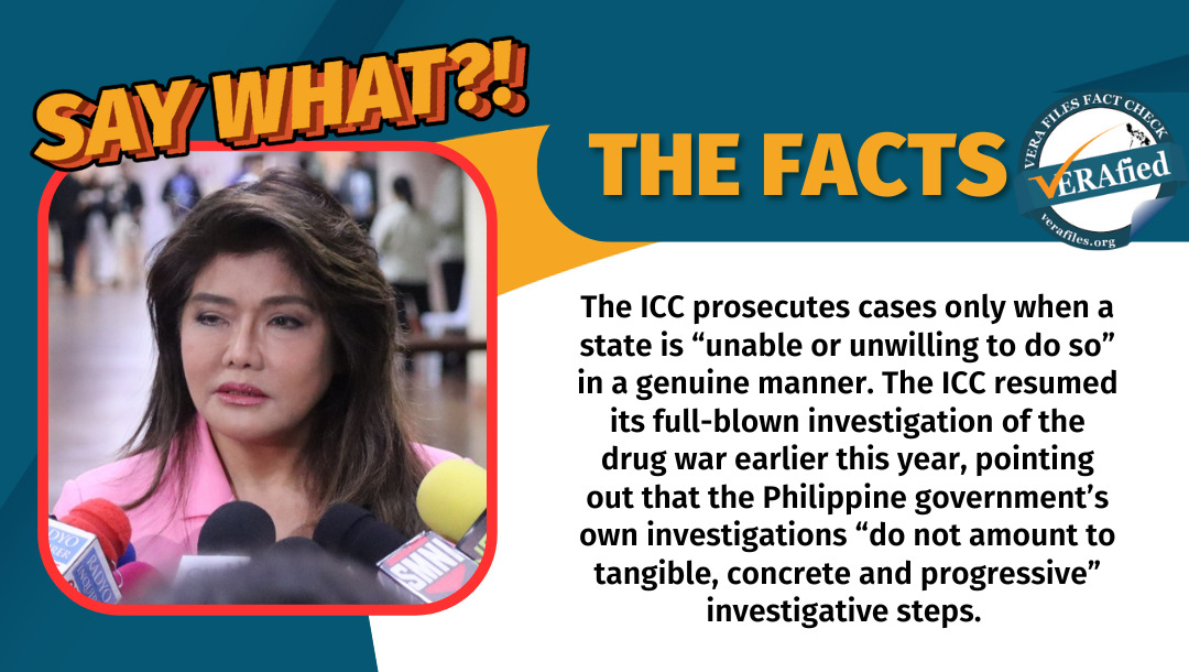 VERA FILES FACT CHECK: Imee Marcos MISLEADS in claim that ICC has ‘no jurisdiction’ over drug war probe since PH has ‘functioning’ courts