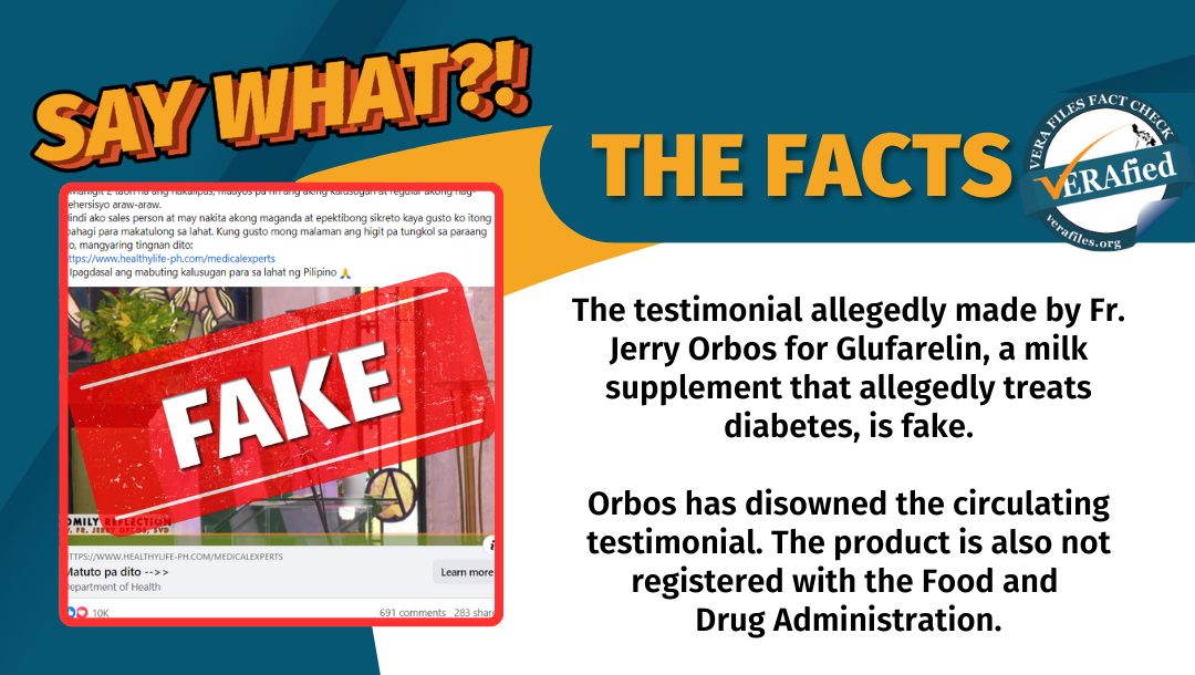 VERA FILES FACT CHECK: FAKE testimonial of priest used to promote ‘diabetes treatment’