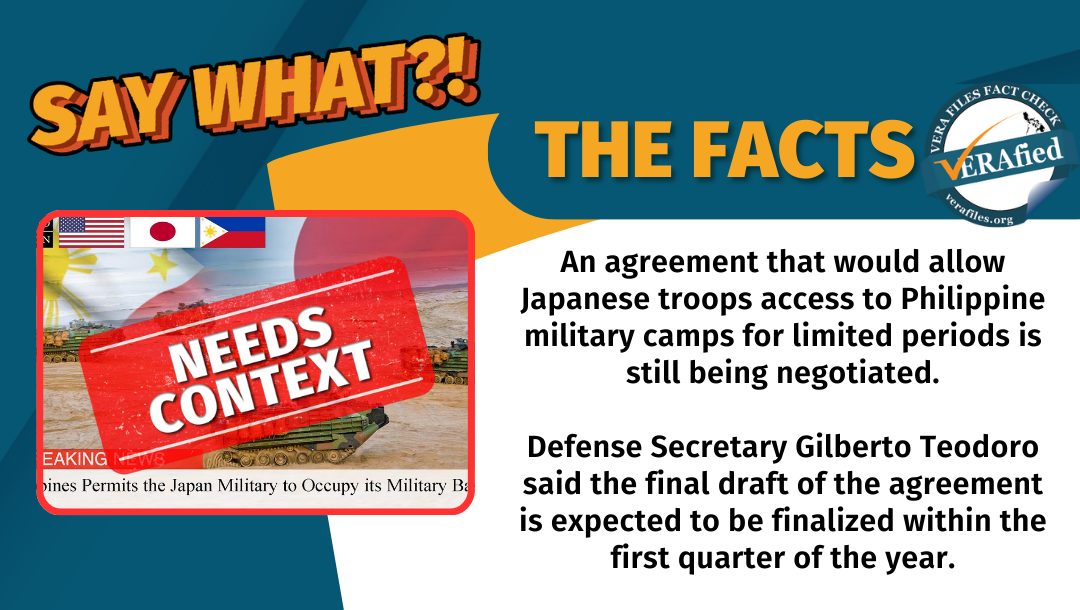 VERA FILES FACT CHECK: Claim that PH allowing Japanese troops in its military bases NEEDS CONTEXT