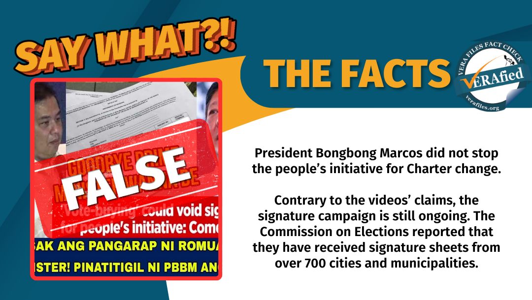 VERA FILES FACT CHECK: Marcos did NOT stop signature campaign for Cha-cha