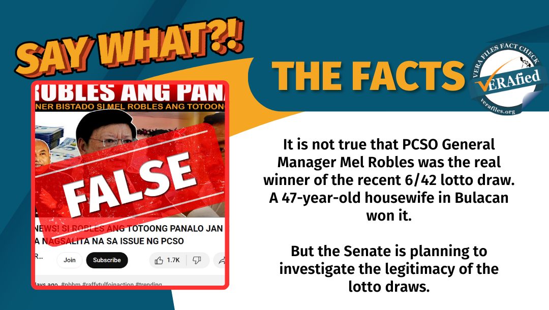 VERA FILES FACT CHECK: PCSO exec NOT ‘real winner’ of P43-M lotto draw