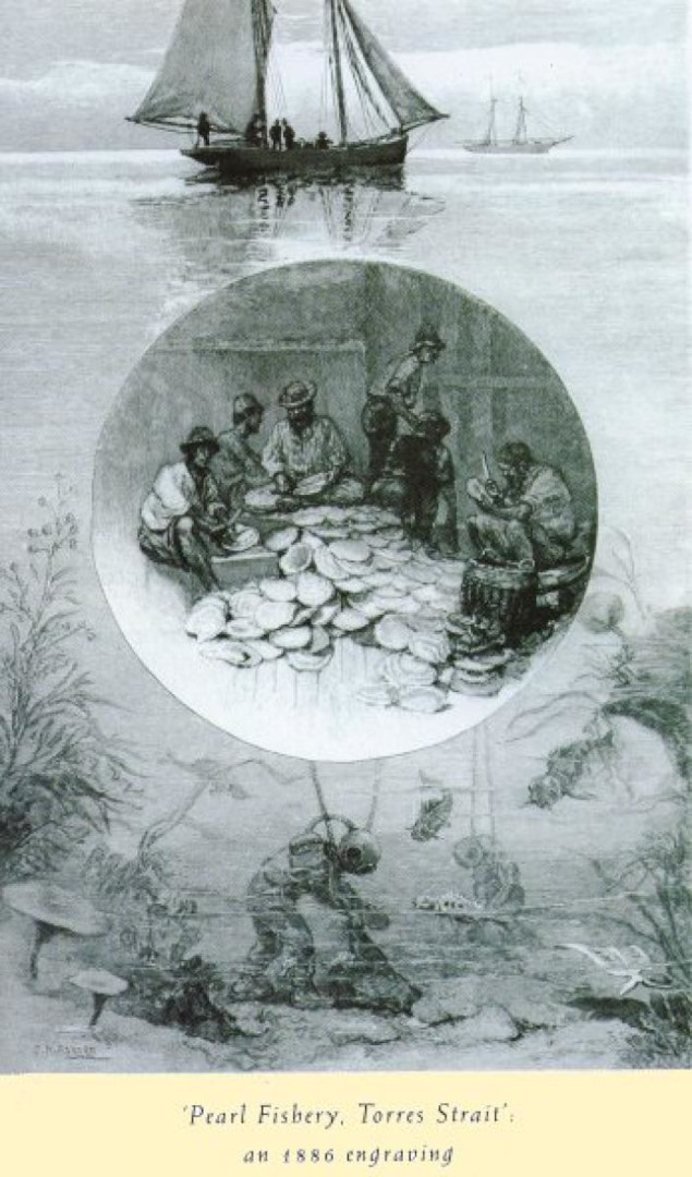 1886 Engraving of Pearl Fishery, Torres Strait. Source- Western Australian Museum