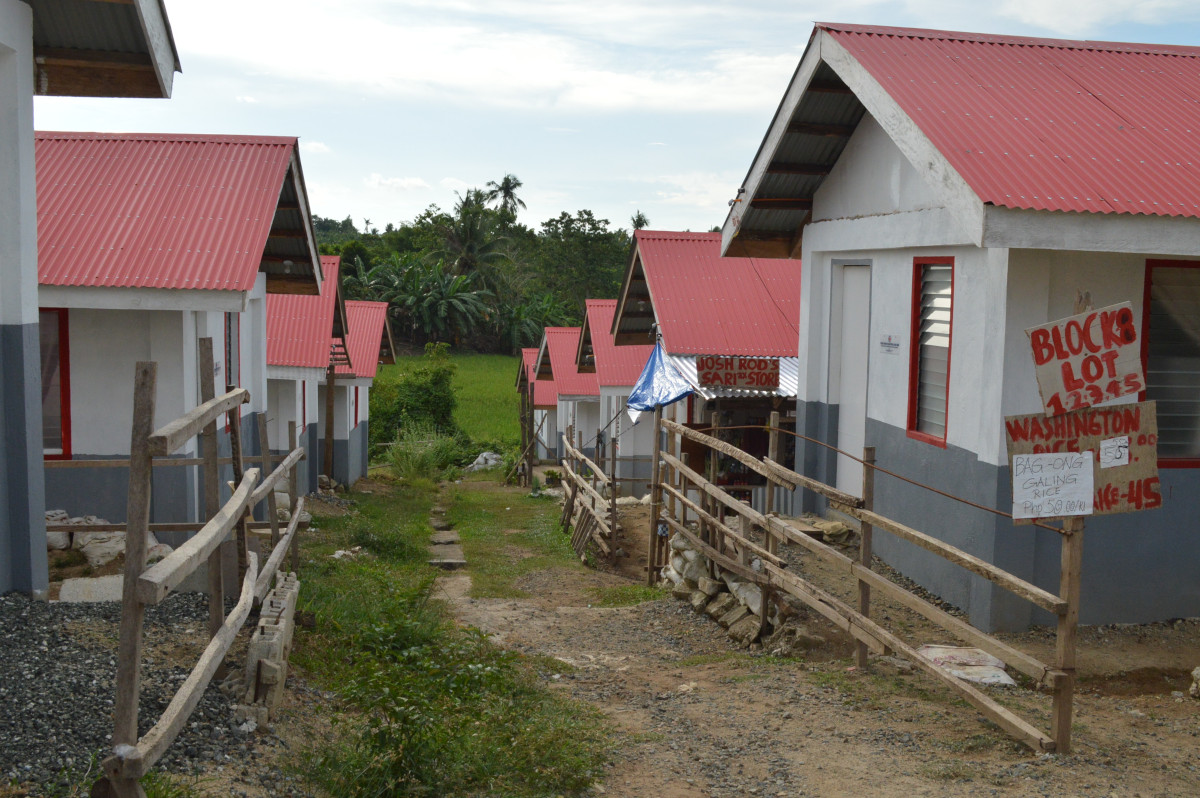 Houses at a relocation site for survivors of Odette.