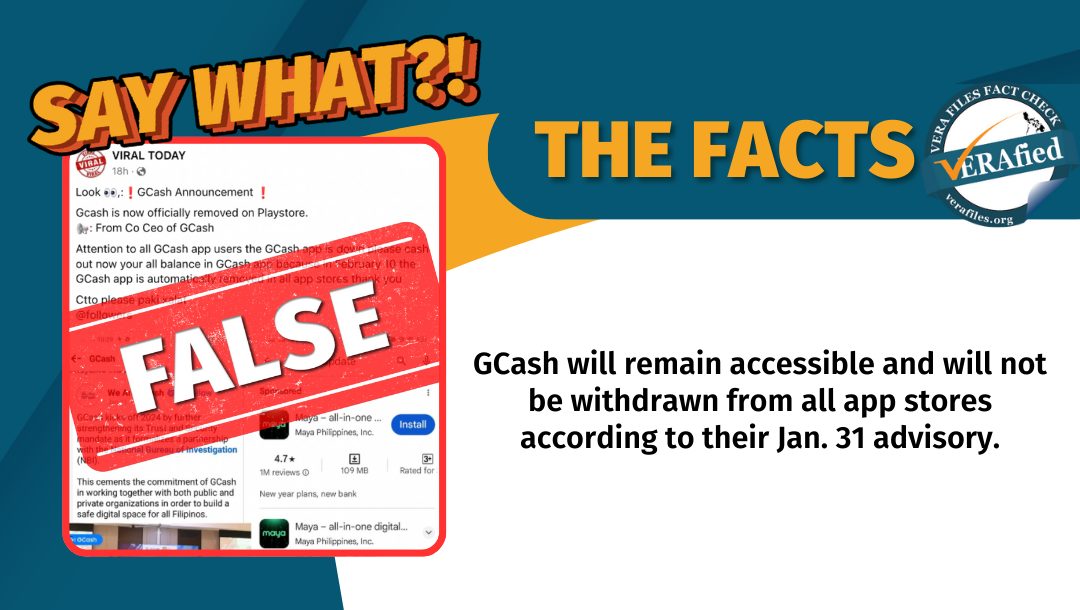 VERA FILES FACT CHECK: GCash will NOT be removed from app stores