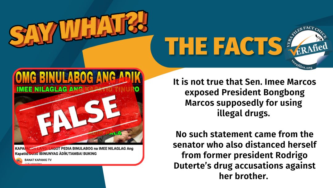 VERA FILES FACT CHECK: Imee did NOT say Bongbong is a ‘drug addict’