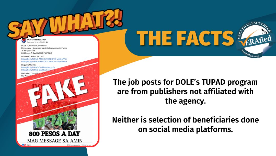 VERA FILES FACT CHECK: Circulating ‘TUPAD hiring’ posts BOGUS, NOT from DOLE 