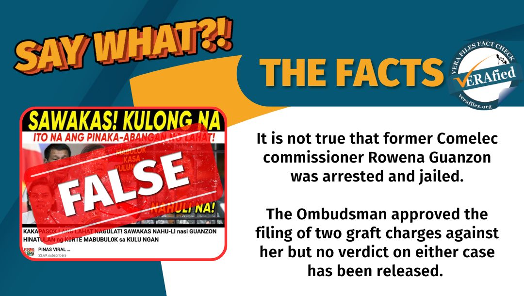 VERA FILES FACT CHECK: NO arrest, imprisonment for Rowena Guanzon 