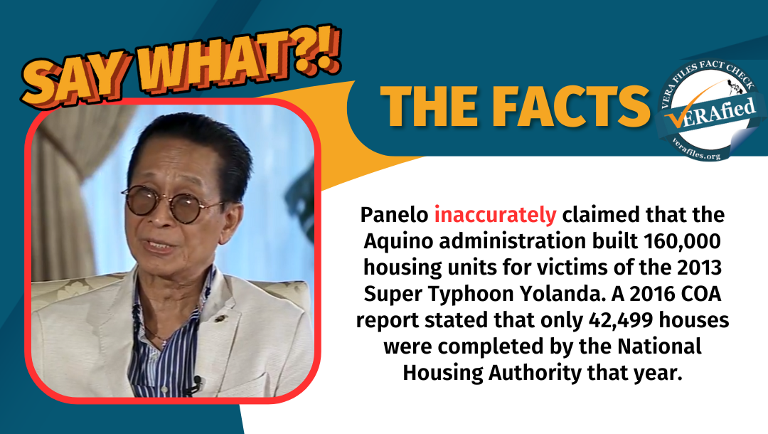 FACT CHECK: Panelo inaccurately claims that 160,000 houses were built for Yolanda victims under Aquino admin